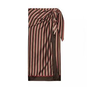 Zara Brown, Cream & Red Striped Wrap Skirt
